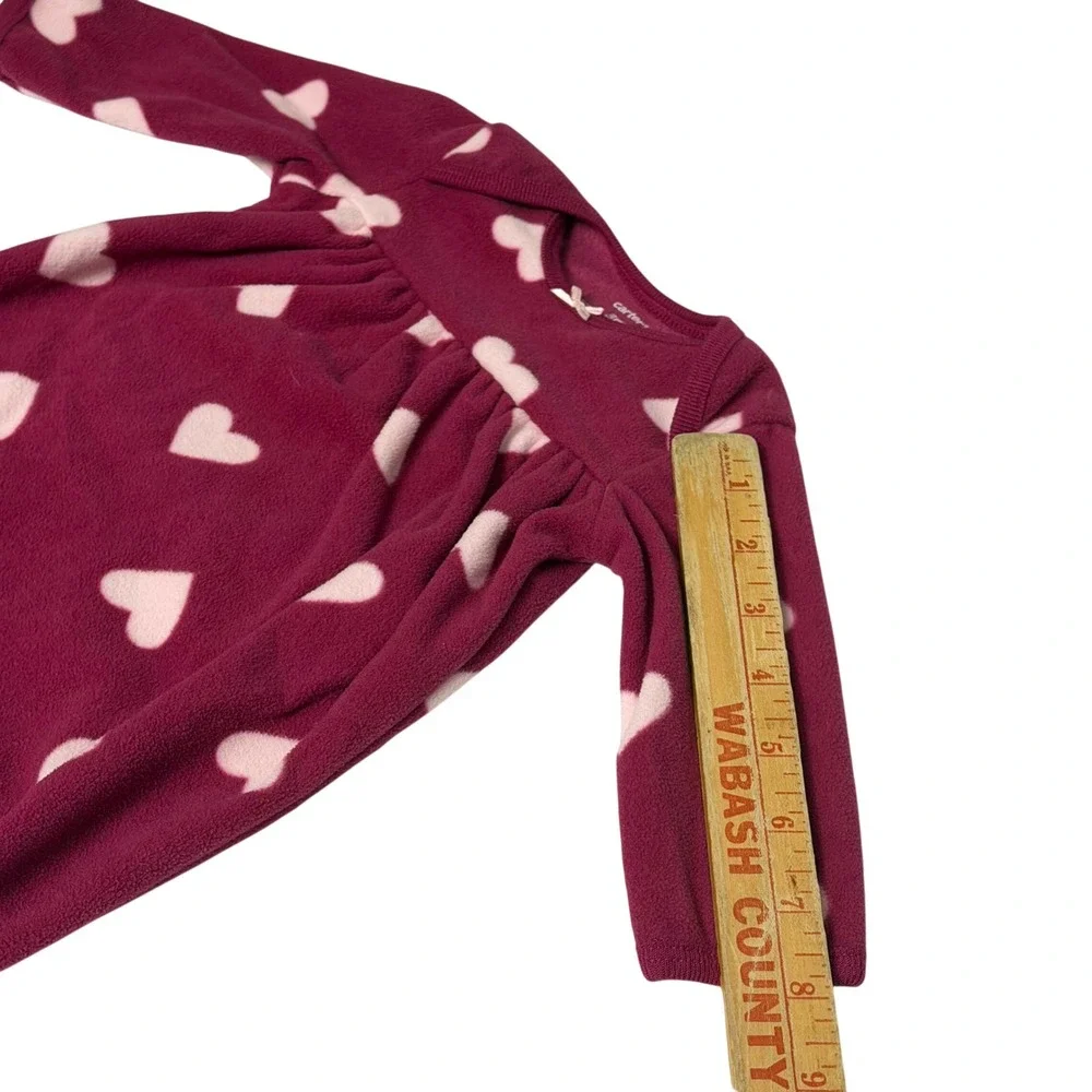 Carters Baby Girl 3M Fleece Sleep Sack Gown Burgundy Pink Heart Long Sleeve